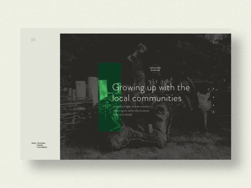 KKFF / Homepage transition animations buracinsky corporate foundation lubos microsite ui ux