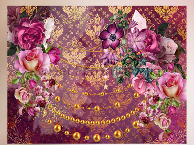 Burgundy Floral Paper collage design ephemera folio junkjournal