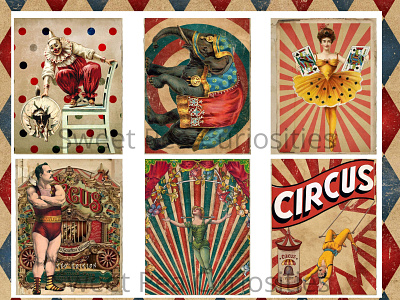 Circus Ephemera Journal Cards collage design ephemera folio journal junkjournal