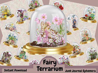 Fairy Terrarium for Junk Journals collage design ephemera illustration journal junkjournal