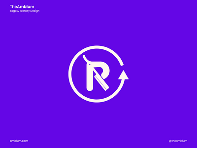 Letter R + Blade - (Barber Shop Logo)