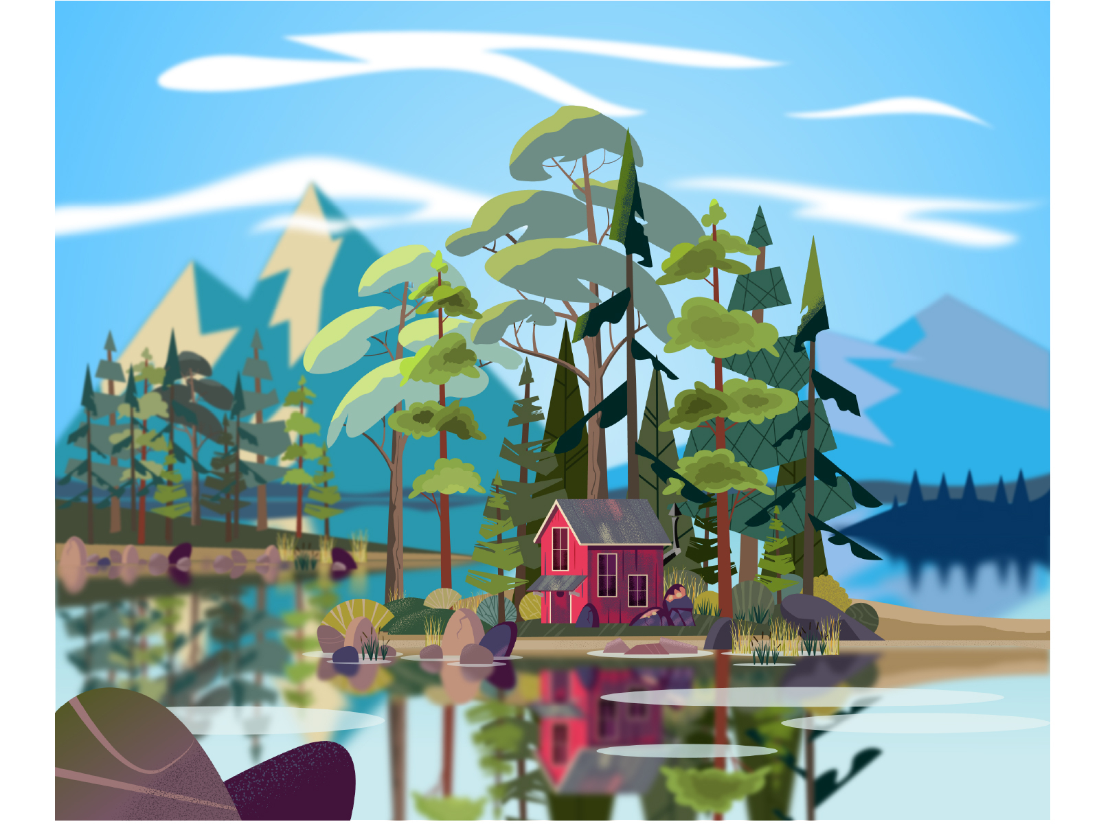 Lake house by Olga Salamatova on Dribbble