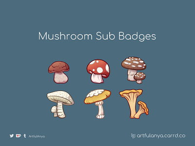 Mushroom Sub Badges emote emoteart gamer illustration mushroom streamer subbadge twitch.tv twitchemote