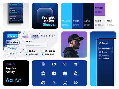 Moody Blues (2 of 2) components design glass mockup moodboard neon system tailwind trucking ui ux