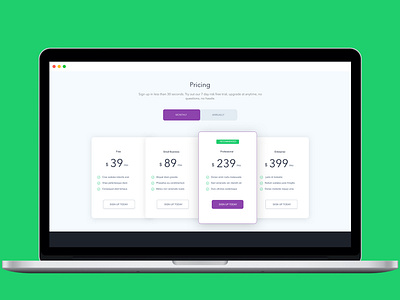 Pricing Table Design