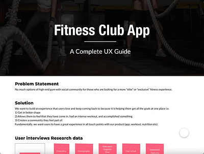 Fitness Club and App Ideation branding design ui user research ux