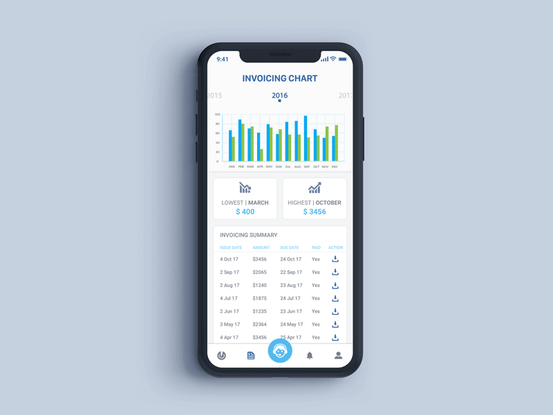 Electricity Utility App billing bills chart electricity graph invoicing ios iphonex ui utility ux