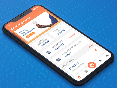 Electricity Utility | Dashboard billing bills chart electricity graph invoicing ios iphonex ui utility ux