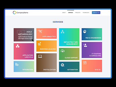 Services Web Page | Categories agile boxy layout designing gradients services unique webpage website