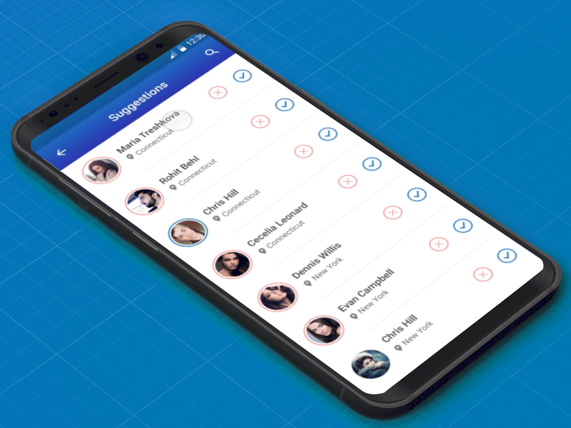Suggestions | Recommendations social principle animation app design android s8 ux ui recommendations suggestions