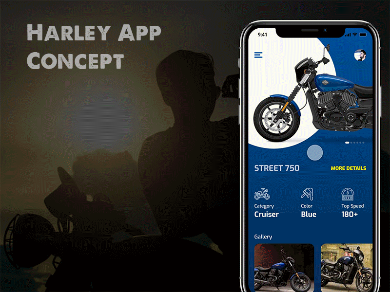Harley App concept android animation bike design detail screen ecommerce game harley harley davidson ios iphonex motorcycle product ui ux