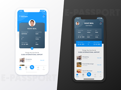 ePassport Travel App airport app app design app development blue design e passport e passport ios iphone x iphonex online passport passport passport app travel app ui ux white xd