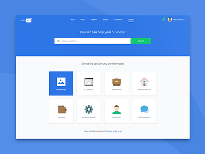 Support page design for Gotoweb dashboard