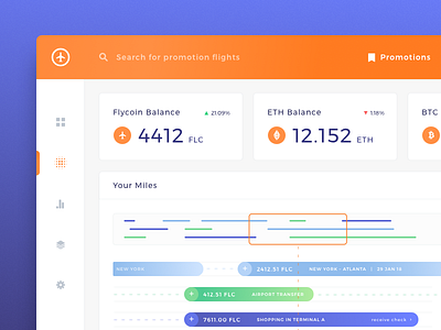 Cryptocurrency Dashboard for Blockchain Frequent Flyer Platform analytics blockchain business chart crypto wallet dashboard decentralized platform financial startup flight services informational graphic interface loyalty marketing mobile monthly graph token ui ux web website design