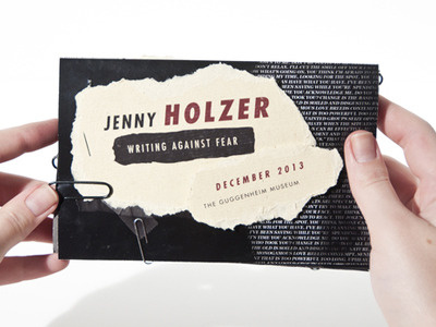 Jenny Holzer Brochure accordion fold assemblage brochure collage exhibition holzer jenny holzer projections ripped paper