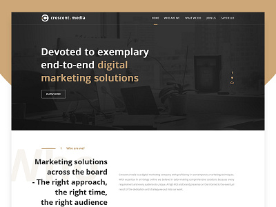 Crescent.media agency black gold media ui ux web design website