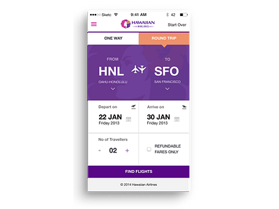 Hawaiian Airlines app Booking Redesign 