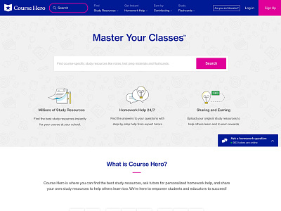 Courshero Homepage blue course hero homepage magenta redesign ui ux