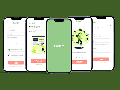 EASILY UI/UX App Design Case Study app applications branding case study design figma illustrator product design ui ux