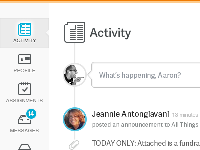 Everyone loves timelines! Right? activity feed icons sidenav timeline