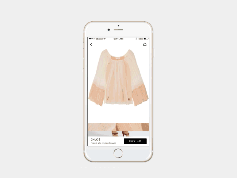 The Net Set product page experiment app commerce fashion motion principle sketch ui ux