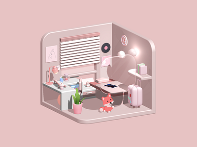 Aesthetic 3D room - isometric & pastel | Spline 3d branding design graphic design illustration isometric room spline ui ux