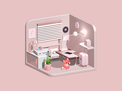 Aesthetic 3D room - isometric & pastel | Spline