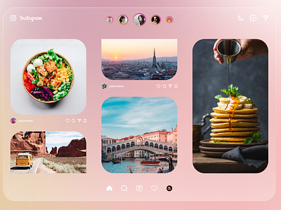 Instagram redesign - bright mode | Figma design figma glassmorphism instagram redesign ui user interface ux