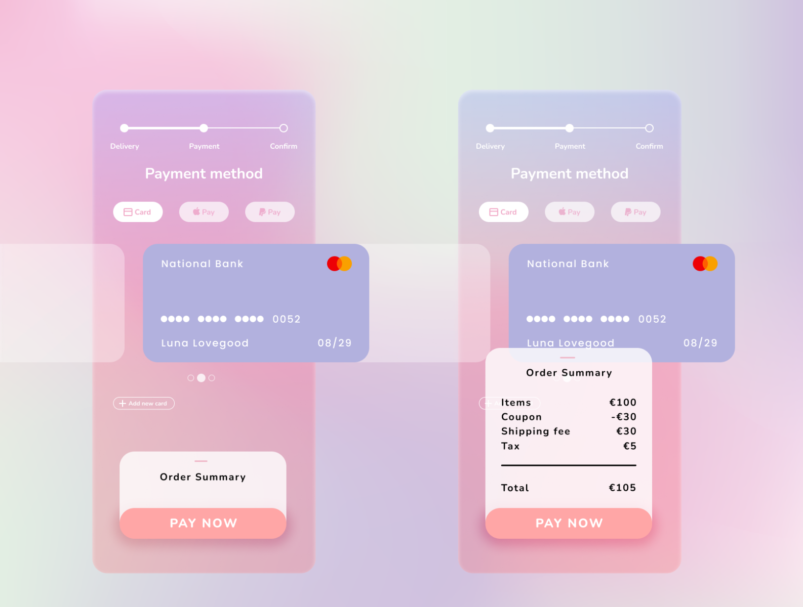 Pay Checkout UI - Pastel | Figma by my tran on Dribbble