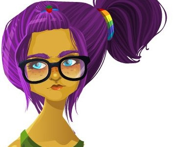dottie sez relax character design hipster rainbow violet
