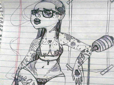 suzie q female pinup sketch tatoos