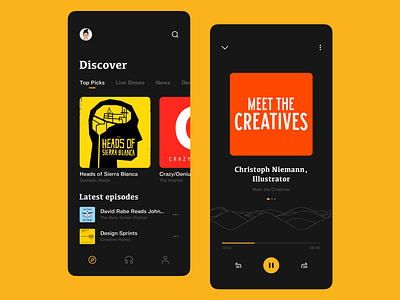 Podcast App - Dark UI Exploration app ios media mobile design mobile ui podcast product streaming app ui uidesign ux