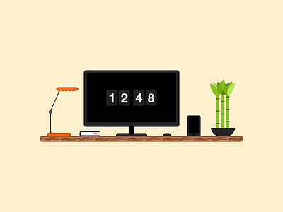 Workspace illustration desk desktop flat illustration workspace