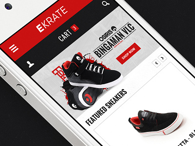 EKRATE - Mobile Homepage app ecommerce flat magento mobile online prestashop responsive shop skate sneakers urban