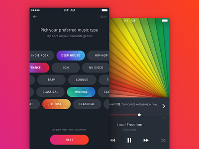 Music Discovery App app colorful discovery gradients ios music player ui user interface ux