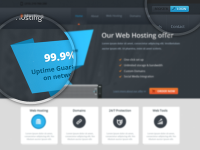 Web Hosting Layout .psd blue domains download for sale free host layout orange web web design web hosting