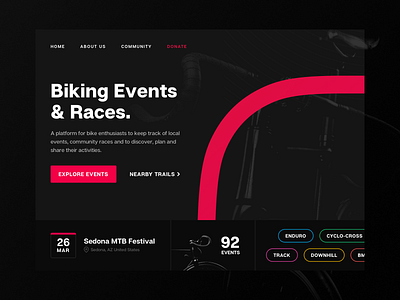 Cycling Events - Style Tile 01 adventure bike biking cycle cycling digital product design fitness hero image hero section outdoors product product design style tile ui user interface web webdesign website