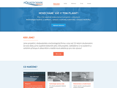 Aquatechnik 1st version aqua design home homepage landing page pool site technological water web website