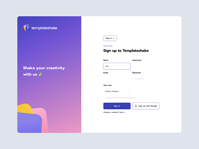 Sign Up Page - Webdesign