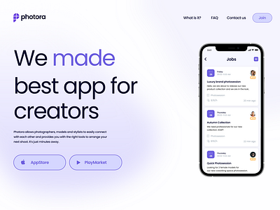 Creators App UX UI Design - Landing Page app app design apple design apppresentation design designer inspiration ios landingpage model photographer stylist ui ux webdesign website design