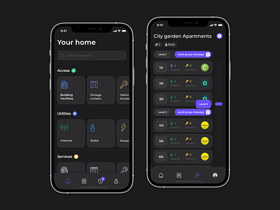 App design: Homepage, Levels apartment app appdesign building owners design hire ios manager mobile product design remote teams residents templateshake tenants uiux