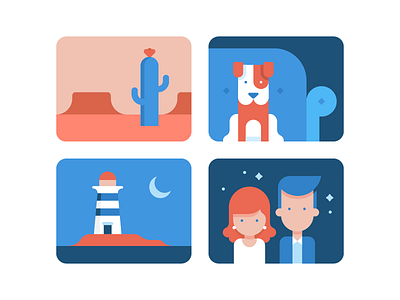 Illustration series for Wix.com cactus couple desert dog dogs geometric grand canyon island lighthouse moon vector wedding