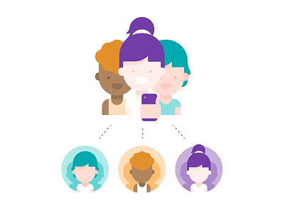 Illustration for Wix mobile app connect connection group groups hair illustration mobile people
