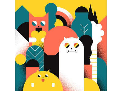 CrAzY cATs abstract cat cats character colors design forest geometic illuatration shapes vector vector illustration