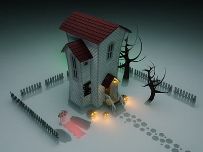 Gloomy house 3d c4d coronarender fog helloween home house illustration isometry modelling