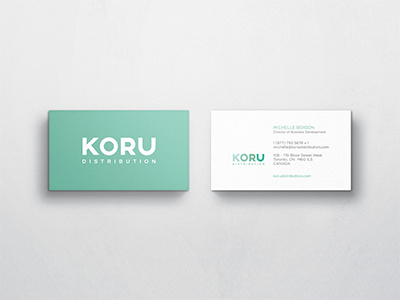 KORU Distribution brand identity business card logo print design