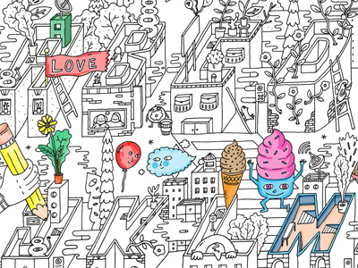 Alphabet City Coloring Poster alphabet coloring poster hand lettering illustration