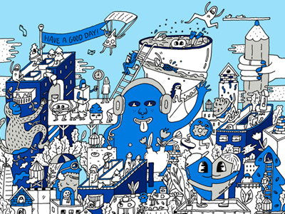 BUD LIGHT beer blue character illustration vector