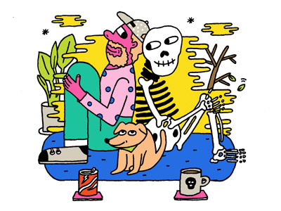 Kiplinger's Magazine character editorial flat illustration skull