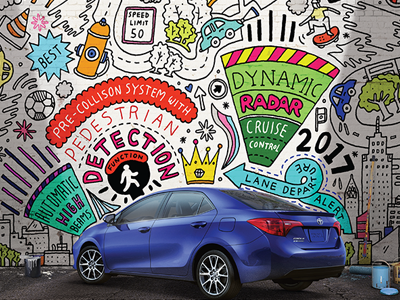 TOYOTA Corolla 2017 advertising doodle illustration lettering mural toyota
